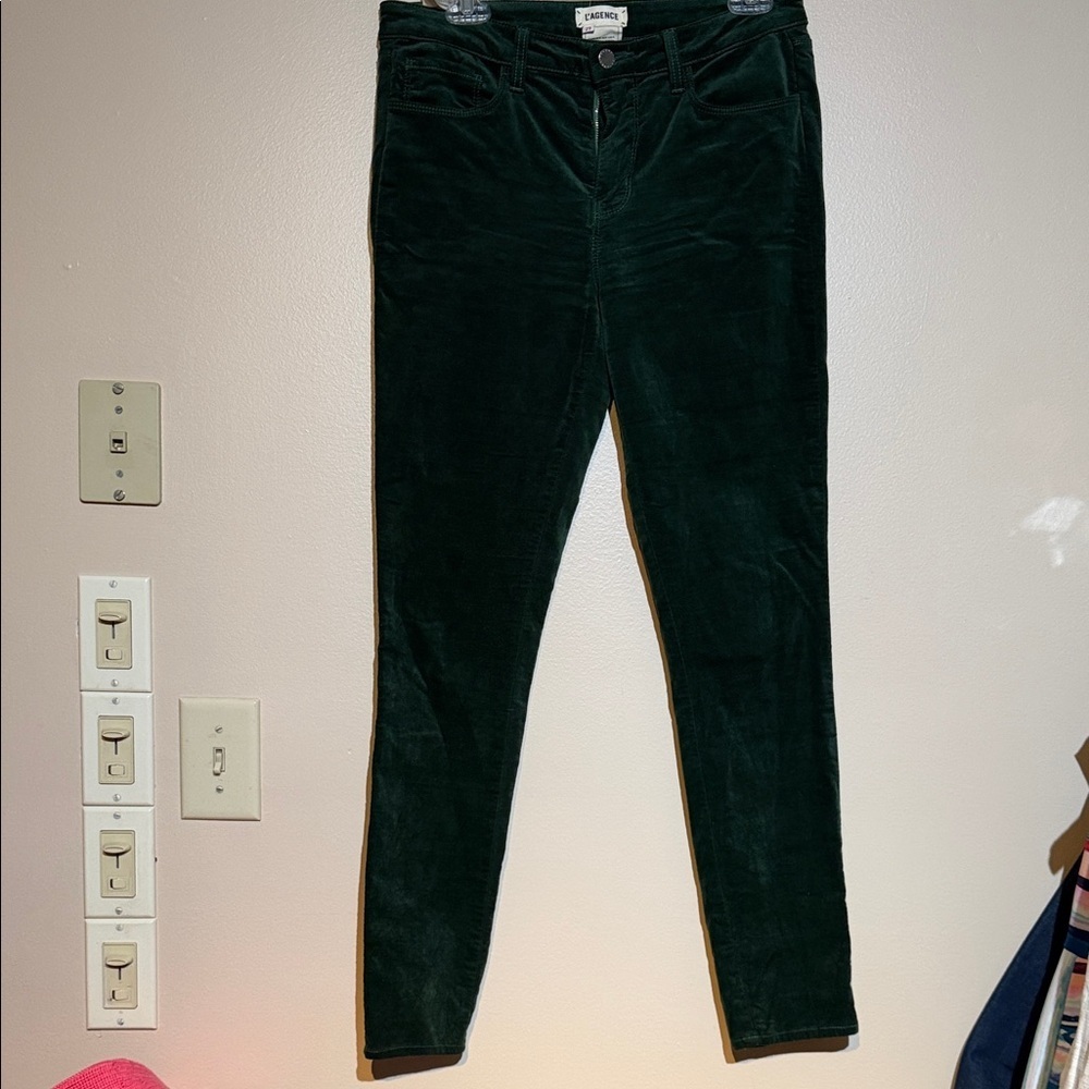 L'AGENCE Dark Green Skinny Corduroy Jeans